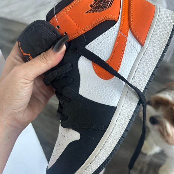 RARE Jordan 1 Mid Shattered Backboard panda high tops orange/black/white. - Picture 6 of 7